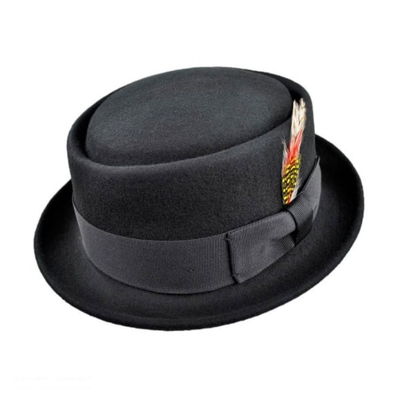 Crushable Wool Felt Pork Pie Hat - XL - Black