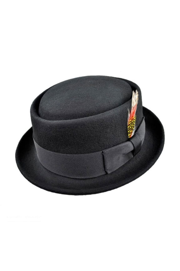 Crushable Wool Felt Pork Pie Hat - XL - Black