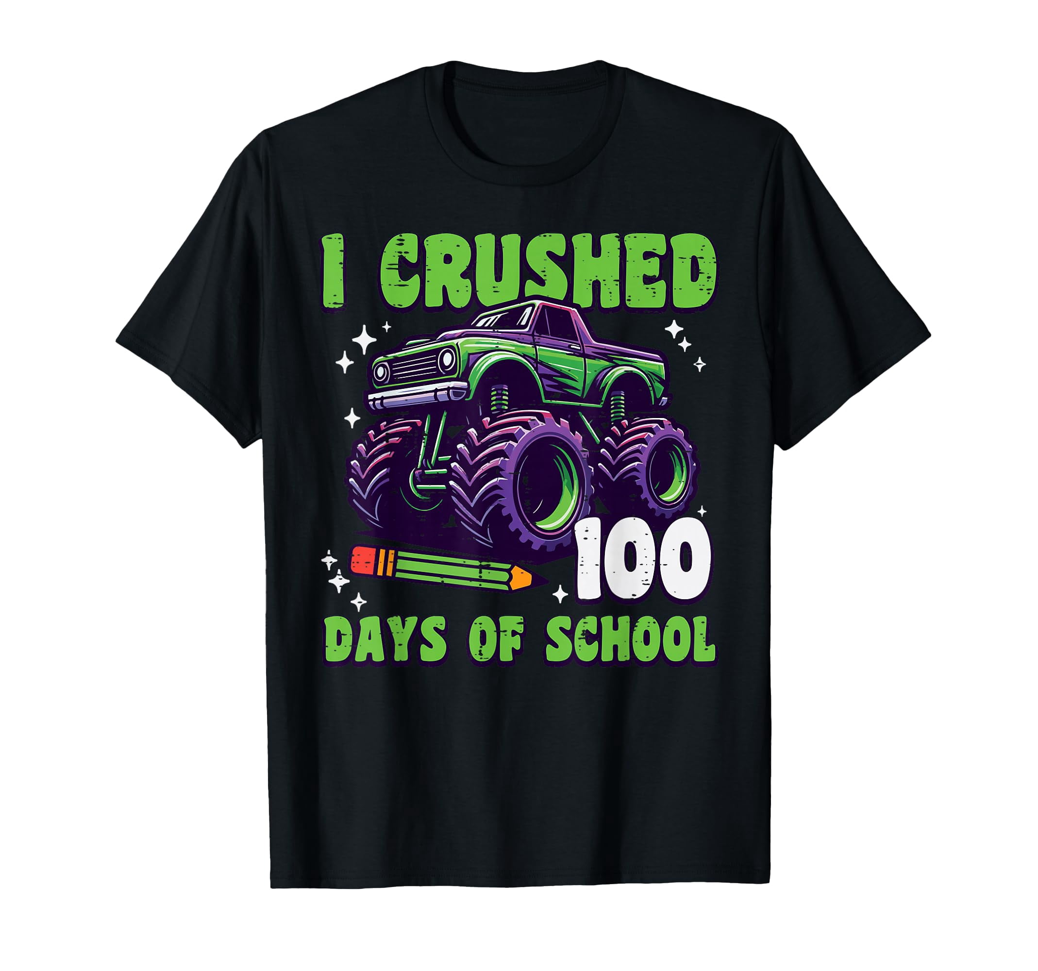 Crushed 100 Days School Monster Truck 100th Day Achievement T-Shirt ...