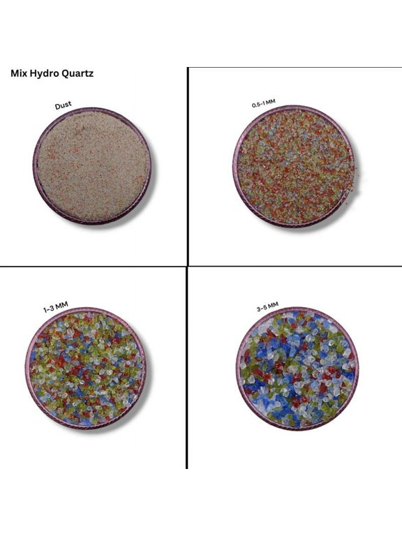 Crushed Coarse Mix Color Hydro Quartz Gemstone Powder Quartz Crushed All Size For Stone Inlay, Stone Healing Powder Woodwork & Ring Inlay 0.5 to 1 MM 50 Gram ( 1.76 OZ )