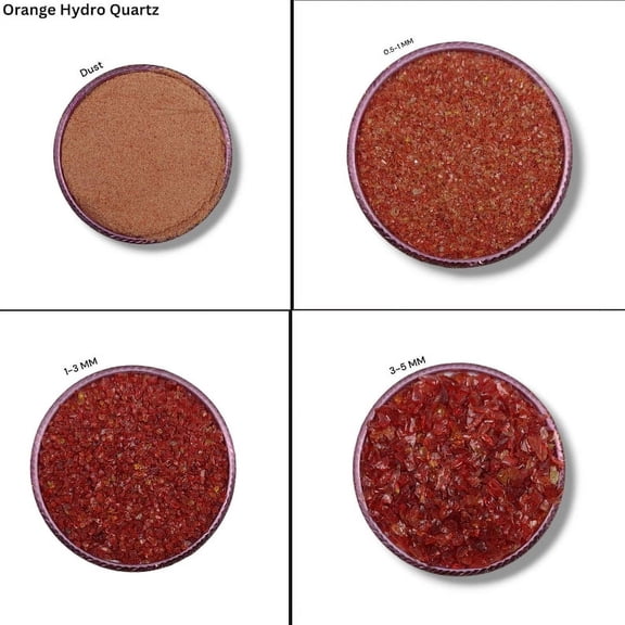 Crushed Coarse Orange Hydro Quartz Gemstone Powder Hydro Quartz Crushed All Size For Stone Inlay, Stone Healing Powder Woodwork & Ring Inlay 0.5 to 1 MM 50 Gram ( 1.76 OZ )