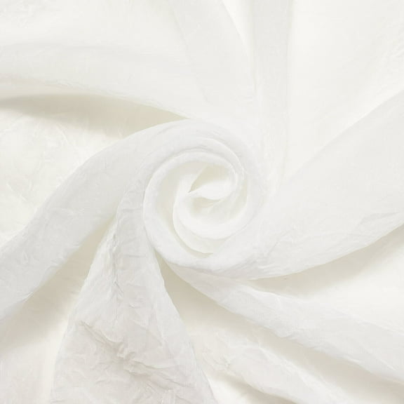 Crushed Crinkle Sheer Voile Fabric 118" Wide Window Curtain Drapery and Apparel per yard 100% polyester (Off White)