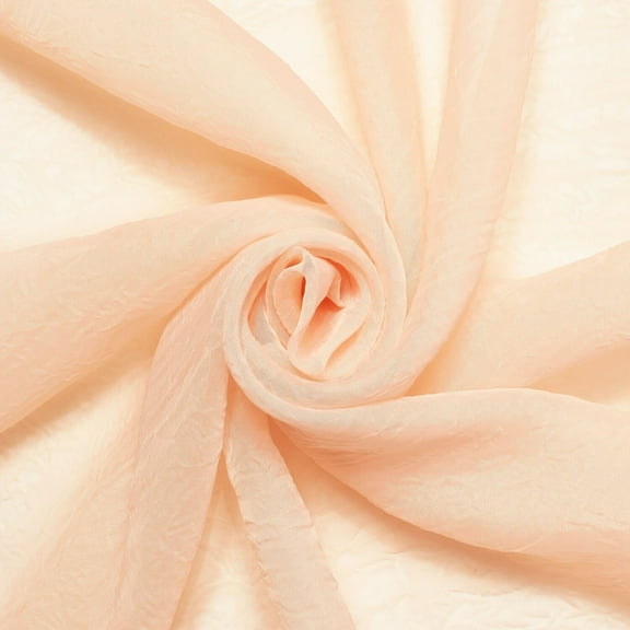 Crushed Crinkle Sheer Voile Fabric 118" Wide Window Curtain Drapery and Apparel per yard 100% polyester (Peach)