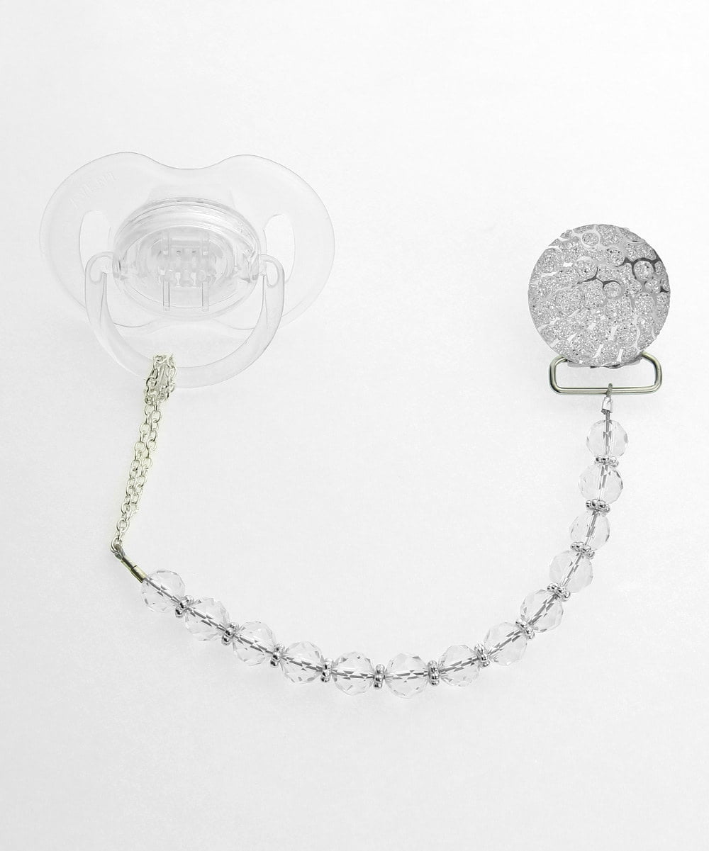 Crushed Crystal Pacifier Clip with Swarovski Crystals