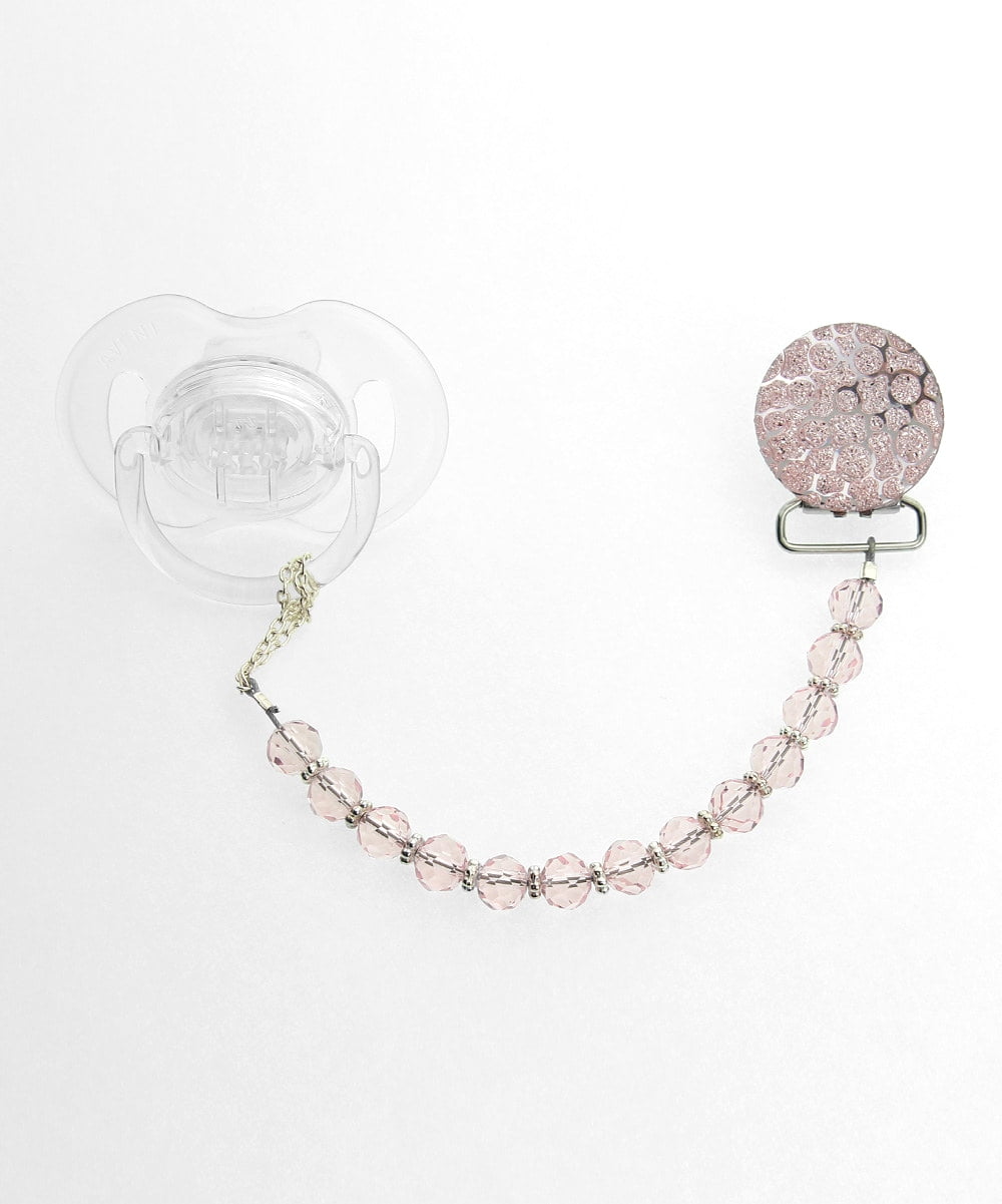 Crushed Crystal Pacifier Clip with Swarovski Crystals