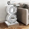 thumbnail image 1 of Crushed Diamond Mirrored End Table, Unique Side Table with Crystal Inlay,Coffee Table for Living Room Bedroom, 1 of 6
