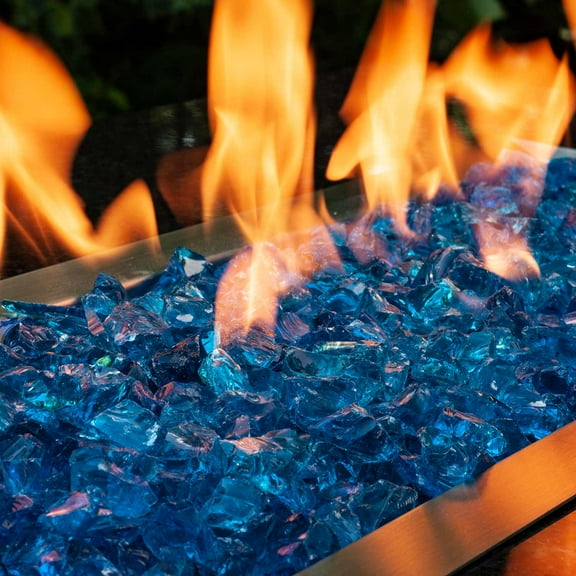 Crushed Fire Glass - Tropical Blue 1/2" to 3/4", 10 lb. Jar