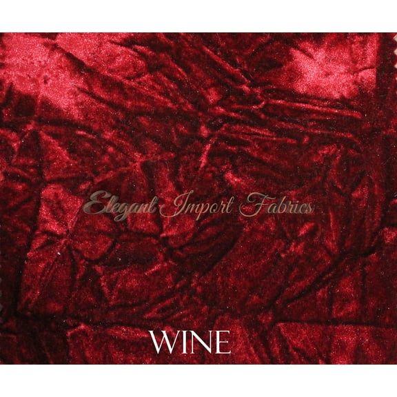 Crushed Flocking Velvet Upholstery/Curtain Fabric 10 Colors 60" by The Yard (Wine)