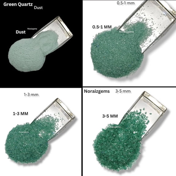 Crushed Green Hydro Quartz Gemstone Coarse All Size and Dust Powder, Green Hydro Quartz Coarse For Woodwork, Stone Inlay, Ring Inlay Powder 3 to 5 MM 50 Gram ( 1.76 OZ )