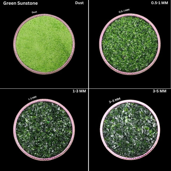 Crushed Green Sunstone Coarse All Size Natural Sparkling Chiller Effect Green Sunstone Inlay Powder Woodworking Inlay Healing Energy Powder 1 to 3 MM 50 Gram ( 1.76 OZ )