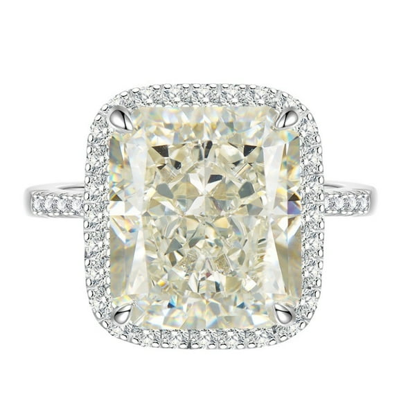 Crushed Ice Cocktail Statement Rings for Women 12*14MM 925 Sterling Silver Radiant Cut Ring CZ Simulated Diamond Anniversary Rings for Women Wife