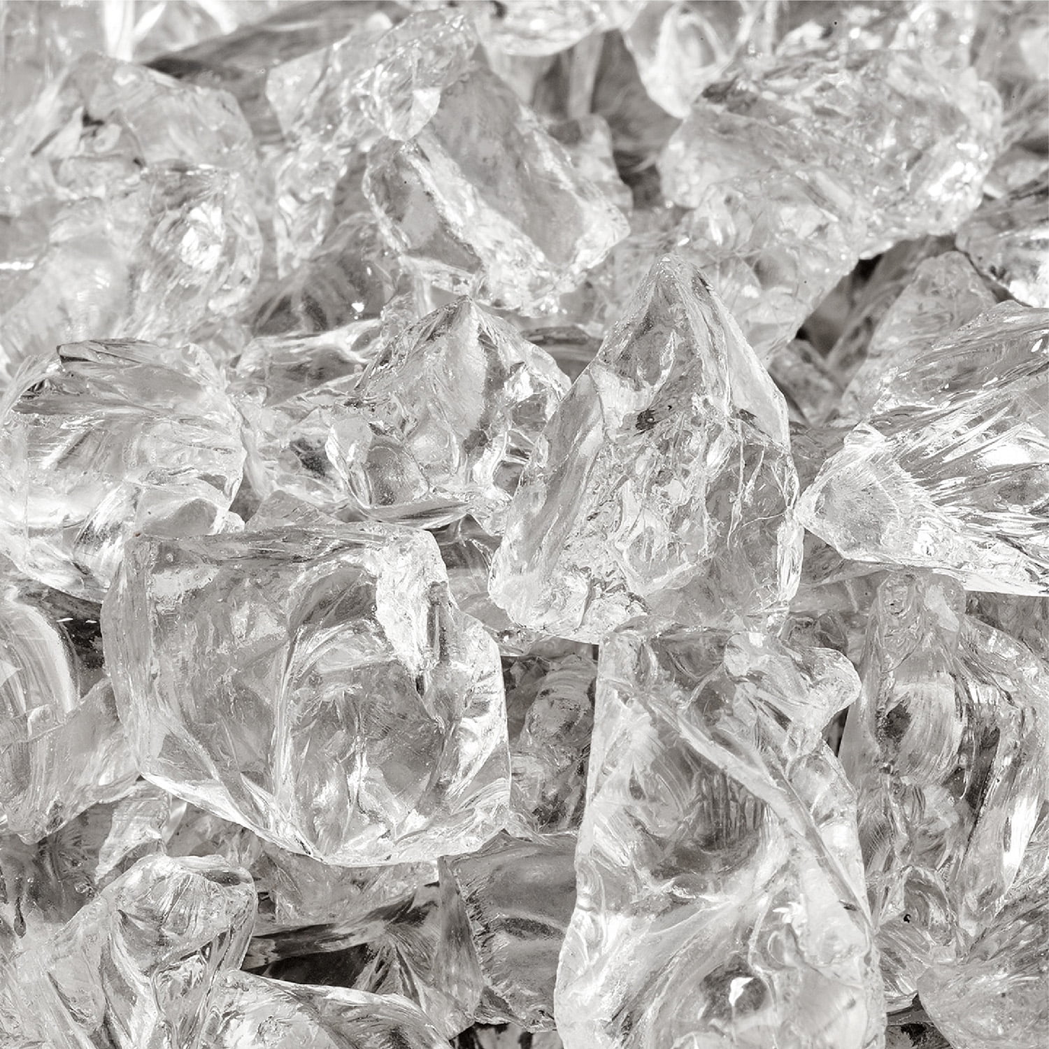 Clear Crushed Ice Decorative Fire Pit Glass, 10 lbs