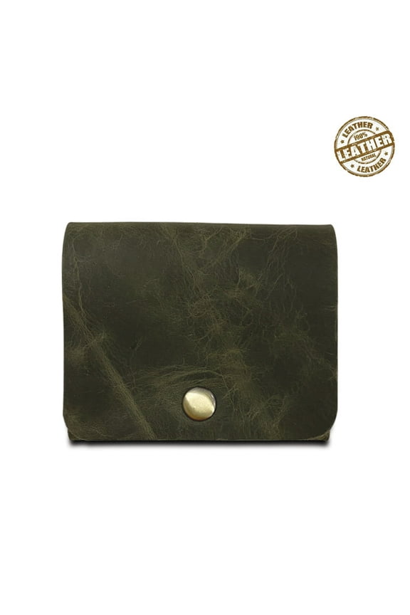 Crushed Olive Green Slim Leather Unisex Wallet/ Leather Card wallet / Leather Cash Wallet