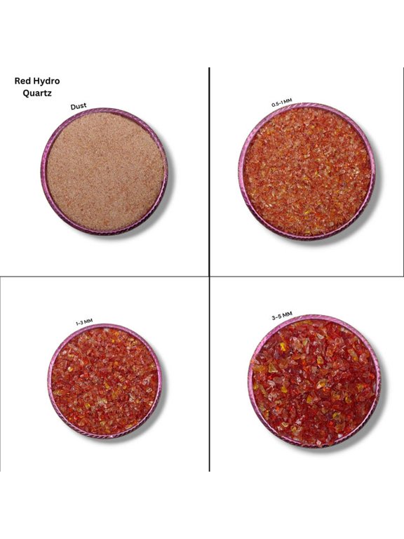 Crushed Red Hydro Quartz Coarse Gemstone All Size Perfect For Stone Inlay, Stone Healing Powder Woodwork Inlay Ring Inlay Crush Stone 0.5 to 1 MM 50 Gram ( 1.76 OZ )