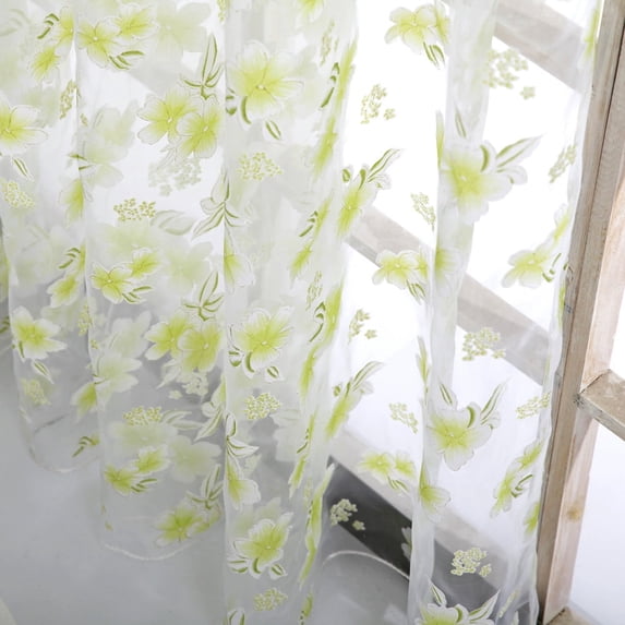 Crushed Sheer Curtains 1 Panels,Airy Light Filtering Voile Floral Curtains for Living Room,Rod Pocket Romantic Window Curtain Drapes for Bedroom Dining Room,39.37" W x 78.74" L
