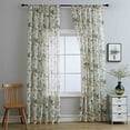 thumbnail image 1 of Crushed Sheer Curtains 79 Inch Length Two Pieces, Sheer Floral Curtains Printed Drapes on Sheers for Living Room, Rod Pocket Light Filtering Window Sheers (2 Panels, 39" x 79"), 1 of 7