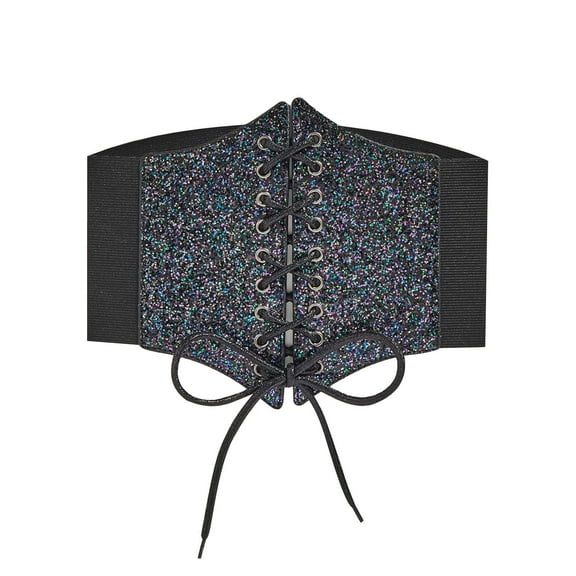 Crushed Velvet Corset Belt Cincher for Women Floral Lace Up Boned Underbust Bustier Wide Waist Belts