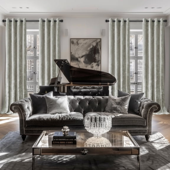 Crushed Velvet Curtains with Grommet Luxurious Thermal Insulation Soundproofing and Light Filtering Window Treatments Ideal for Living Room Bedroom Office - Set of 4 Panels