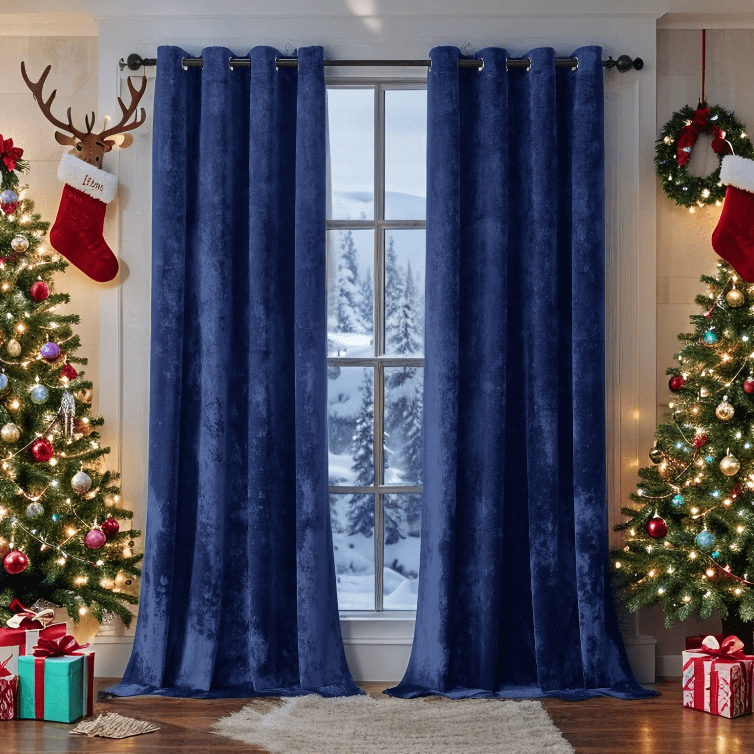 Crushed Velvet Curtains with Grommets Luxurious Thermal Insulated