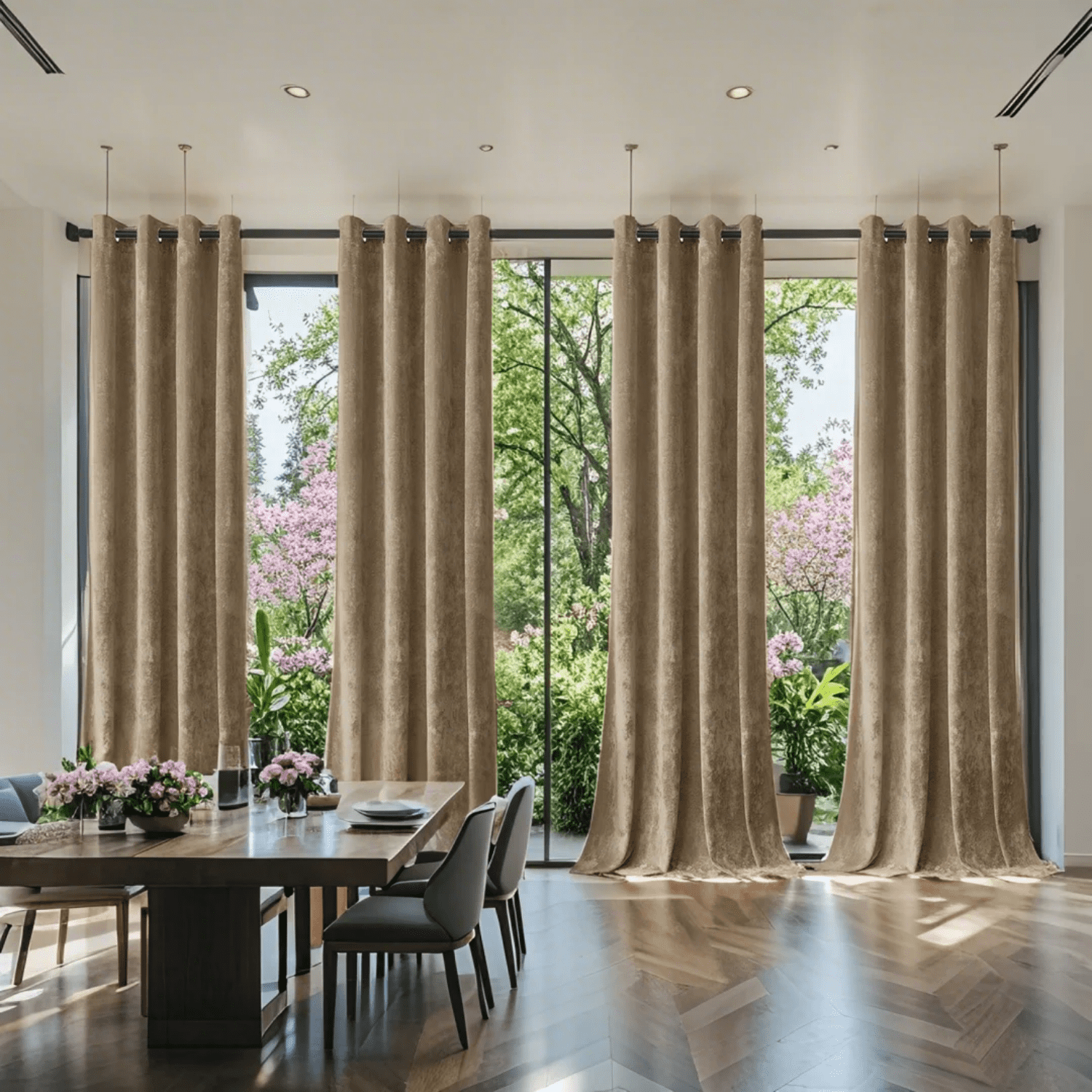 Crushed Velvet Curtains with Grommets Luxurious Thermal Insulated