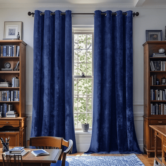 Crushed Velvet Curtains with Grommets Luxurious Thermal Insulated Soundproof Drapes for Office, Soft and Durable Light-Filtering Window Treatments, 2 Panels