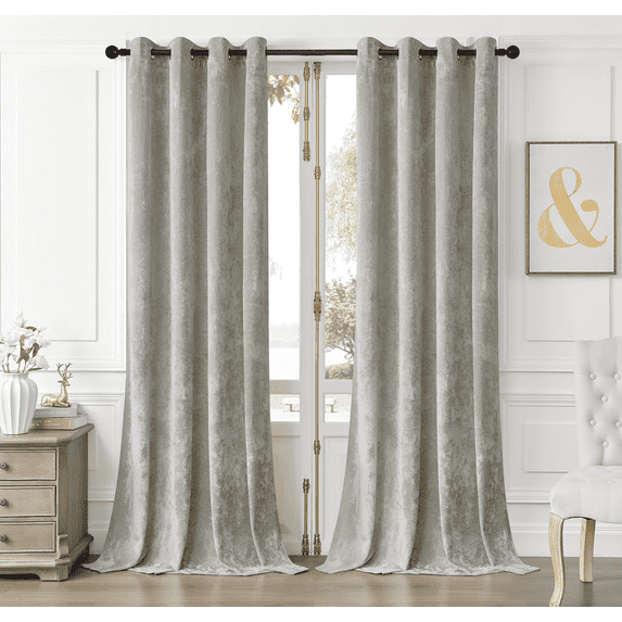 Crushed Velvet Curtains Luxurious Insulated Velvet Drapes for Bedroom Thicker Velvet Pinch Pleat Curtains Light-Filtering Velvet Window Curtains, 2 Panels