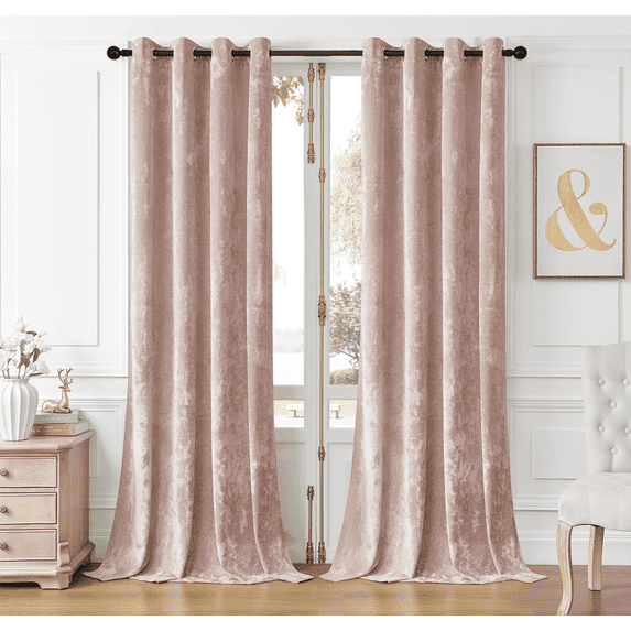 Crushed Velvet Curtains Luxurious Insulated Velvet Drapes for Bedroom Thicker Velvet Pinch Pleat Curtains Light-Filtering Velvet Window Curtains, 2 Panels