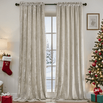 Crushed Velvet Curtains with Rod Pocket Luxurious Thermal Insulated Soundproof Drapes for Christmas, Soft and Durable Light-Filtering Window Treatments, 2 Panels