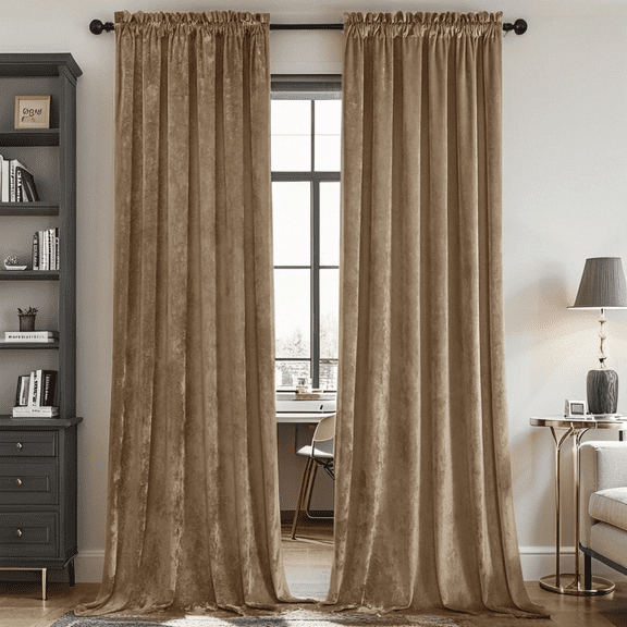 Crushed Velvet Curtains with Rod Pocket Luxurious Thermal Insulated Soundproof Drapes for Door Curtains, Soft and Durable Light-Filtering Window Treatments, 2 Panels