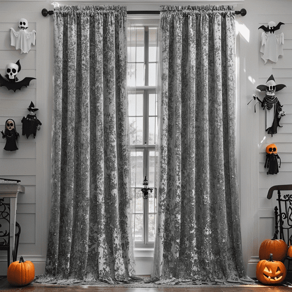 Crushed Velvet Curtains with Rod Pocket Luxurious Thermal Insulated Soundproof Drapes for Halloween, Soft and Durable Light-Filtering Window Treatments, 2 Panels