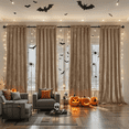 thumbnail image 1 of Crushed Velvet Curtains with Rod Pocket Luxurious Thermal Insulation Soundproofing and Light Filtering Window Treatments Ideal for Halloween - Set of 4 Panels, 1 of 6