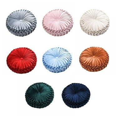 Crushed Velvet Pleated Round Pumpkin Floor Pillow Series Decorative Throw Pillow, 16" x 16" Round
