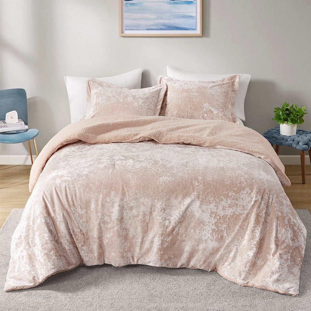 Crushed Velvet Sherpa Reversible Comforter Set - Walmart.com