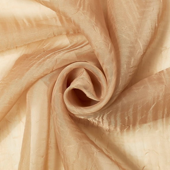 Crushed Voile Fabric 110 Inch Extra Wide Crinkle Lightweight Sheer Polyester By The Yard - For Sewing Curtains, Drapery, Decor, & More - Camel (10 Yards)