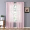 thumbnail image 1 of Crushed Voile Sheer Rod Pocket Curtain Panel, 40" x 79", Single Curtain Panel,Pink, 1 of 9