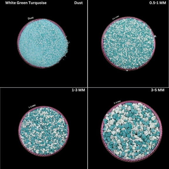 Crushed White and Green Turquoise Gemstone Powder – Coarse Mixed Sizes for Woodworking, Ring Inlay, Jewelry Crafts, and Resin Art Projects 0.5 to 1 MM 50 Gram ( 1.76 OZ )