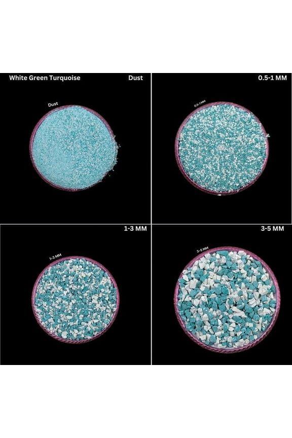 Crushed White and Green Turquoise Gemstone Powder – Coarse Mixed Sizes for Woodworking, Ring Inlay, Jewelry Crafts, and Resin Art Projects Dust Powder 200 Gram ( 7.05 OZ )