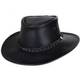 thumbnail image 1 of Crusher Leather Outback Hat - L - Black, 1 of 6