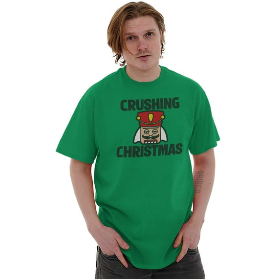 Crushing Christmas Nutcracker Pun Plus Size Crewneck Graphic Tee Shirt Brisco Brands 2X