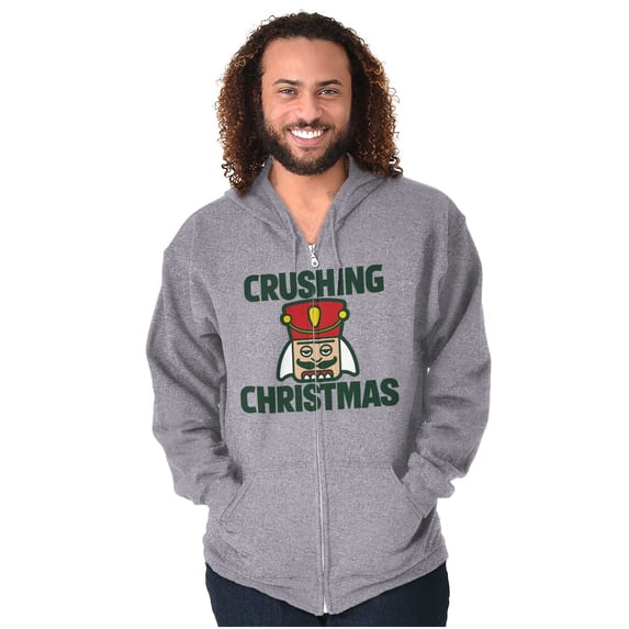 Crushing Christmas Nutcracker Pun Unisex Plus Size Zip Hoodie Brisco Brands 2X