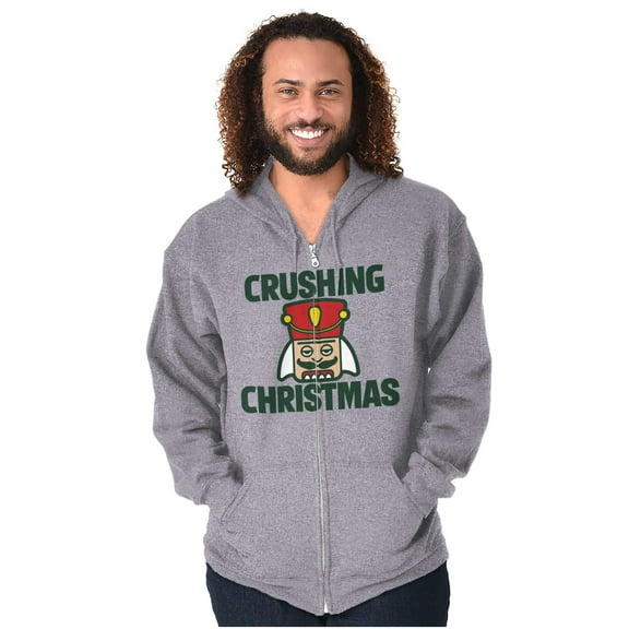 Crushing Christmas Nutcracker Pun Zip Up Hoodie Men's Women's Brisco Brands X