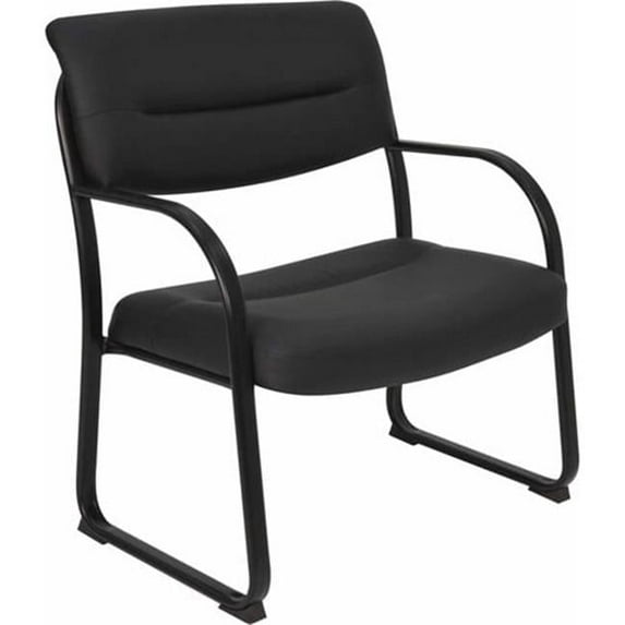 Crusoe Big & Tall Leather Side Chair - Black Leather