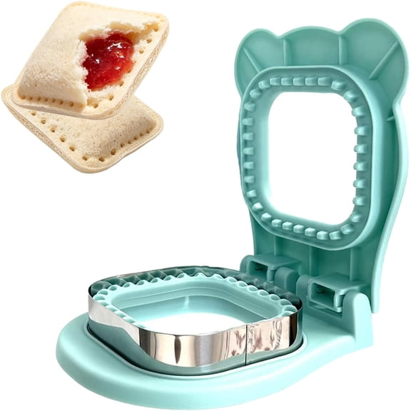Crustless Sandwich Cutter and Sealer – 3.7 Inch Square Shape Maker for Kids Lunch, Breakfast & Lunchboxes – Light Blue