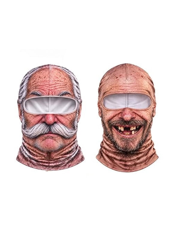 Crusty Face Mask Funny, Old Man Ski Mask Funny Realistic Face, 3D Printed Fleece Lined Windproof Balaclava for Winter