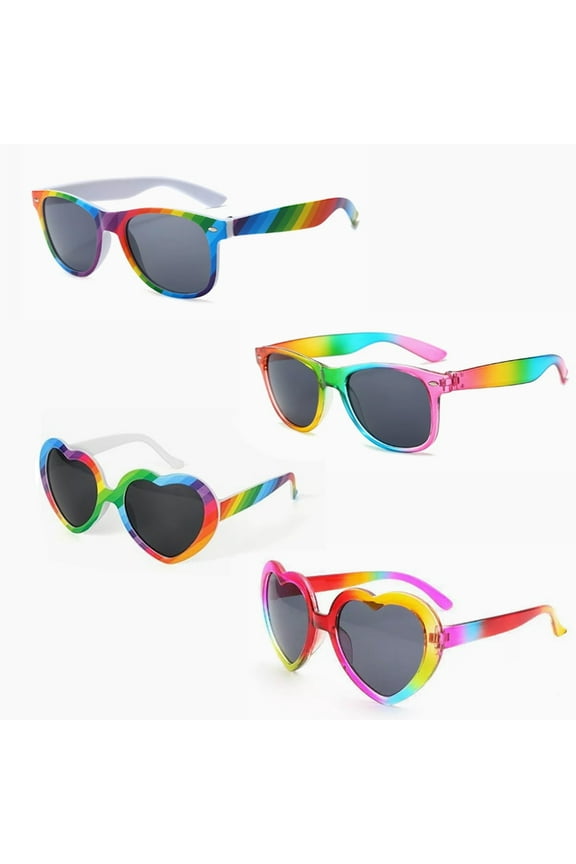 4 PCS Pride Rainbow Sunglasses,Gay Pride LGBTQ Accessories,Colorful Retro Sunglasses for Men Women Gay Day Themed Party