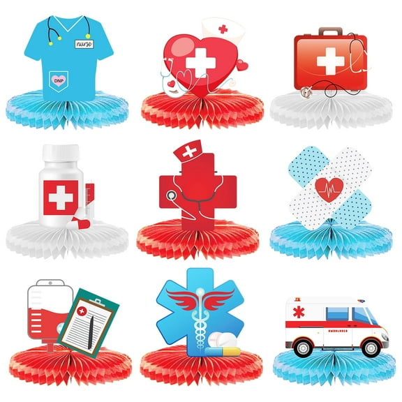Crusward Nurses Week 2025 Decorations,Thank You Nurses Honeycomb Centerpieces 3D Centerpieces for Nurse Appreciation Week Parties