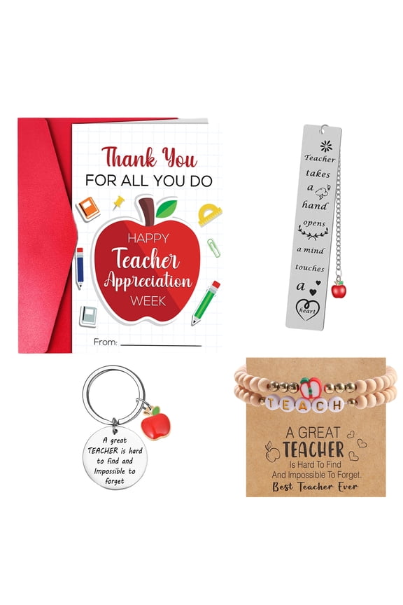 Teacher Gifts Thank You Gift for Women Men, Personalised Best Teacher Gift with Card Keyring Bookmarks for Teacher's Day Christmas End of The Year Retirement Birthday Appreciation