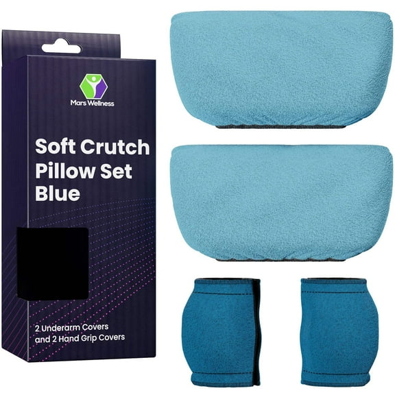 Crutch Pillows Set - Moisture Wicking Under Arm Crutches - For Standard Crutches - Blue