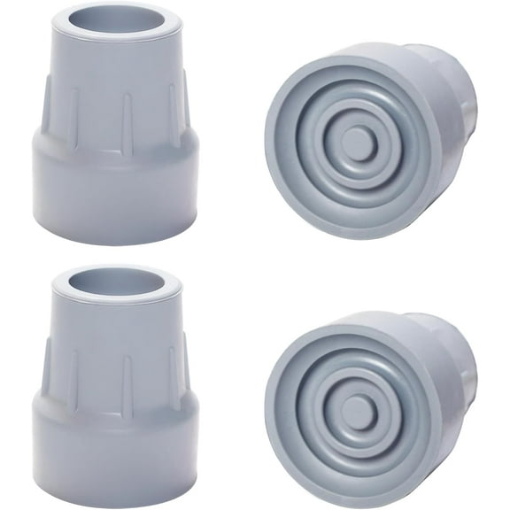 Crutch Tips, 4 Pack 1 inch Heavy Duty Rubber Crutch Tips Replacement Rubber Cane Tips for Walkers, Commodes, Shower Chairs, Canes Leg, Gray