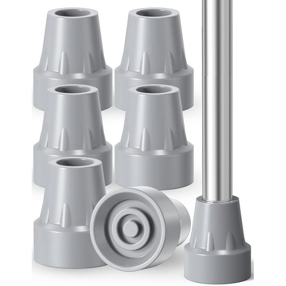 Crutch Tips, 6-Pack 7/8 Inch Crutch Feet Cap Upgrade Heavy Duty Rubber Accessories Replacement Rubber Cane Tips6Pcs